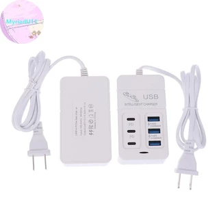 Myriadu 1PC US Plug 6 พอร์ต Multiport USB Charger 35W PD Type-C โทรศัพท์มือถือ Fast Charge Wall Chargers TypeC USB Hub อะแดปเตอร์ TH