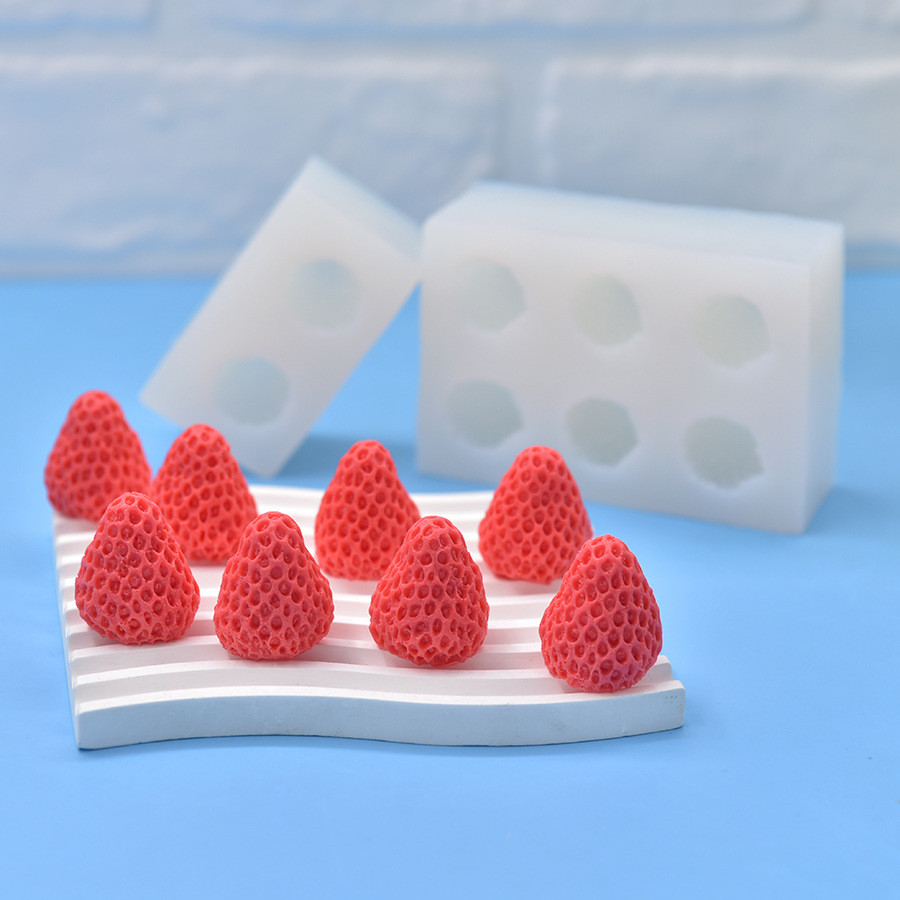 สตรอเบอร์รี่สีส้มซิลิโคน Mould Fondant ช็อกโกแลตเยลลี่ทําเค้กเครื่องมือตกแต่ง DIY Clay Cnadle เรซิ่นอุปกรณ์ศิลปะ