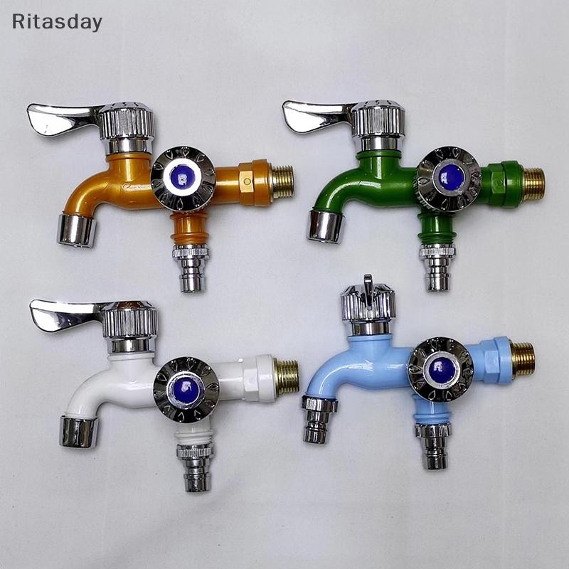 Ritasday 1/2 "Universal Interface Faucet Double Outlet Dual Control Water Tap Connector ใหม่