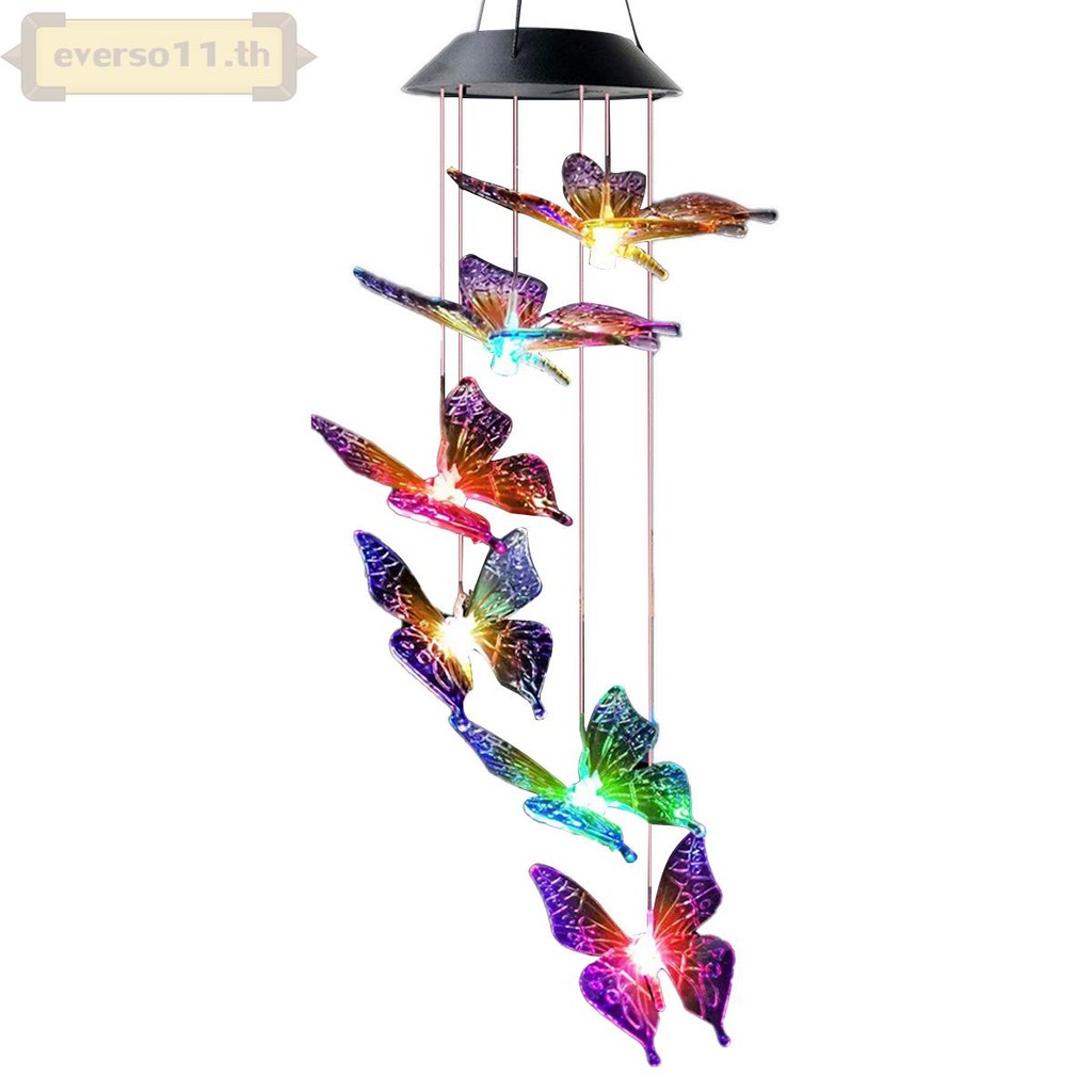 กระดิ่งลมแสงกระดิ่งลมพลังงานแสงอาทิตย์พร้อมโคมไฟกระดิ่งลม LED กันน้ําสีสันสดใส - รูปที่ 6