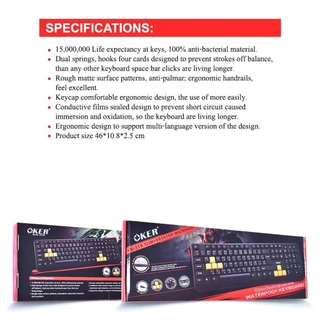 OKER KB-318 SLIM DESKTOP WIRED USB KEYBOARD WATERPOOF คีย์บอร์ด รับประกัน 1 ปี