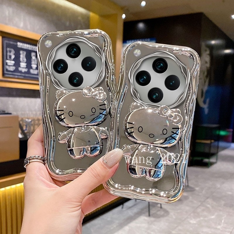 เคสโทรศัพท์ใหม่ OPPO Find X8 Pro FindX8 FindX8Pro Casing Cute Cartoon Mirror Holder All Inclusive Lens Protection Soft Case with Brat Hanging Bead Bracelet