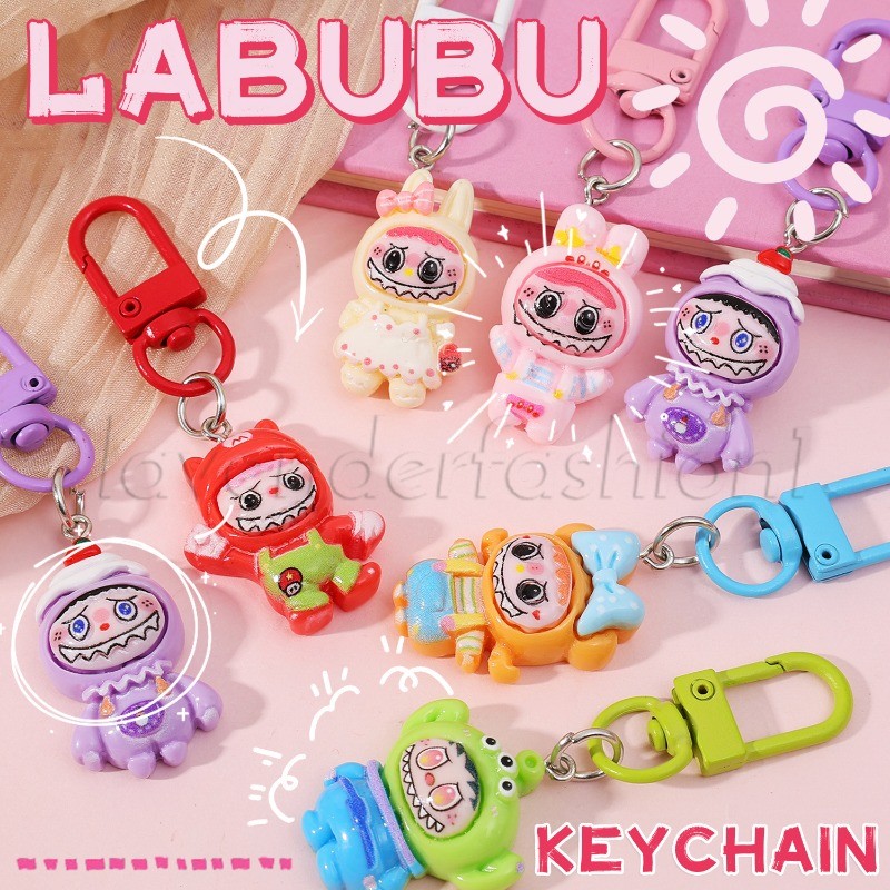 การ์ตูนน่ารักเรซิ่น Labubu พวงกุญแจ - Kawaii Labubu ตุ๊กตาจี้ - กระเป๋าเป้สะพายหลังแขวนเครื่องประดับ Charms - สําหรับกระเป๋า, โทรศัพท์มือถือ, Key - พวงกุญแจรถอุปกรณ์ตกแต่ง