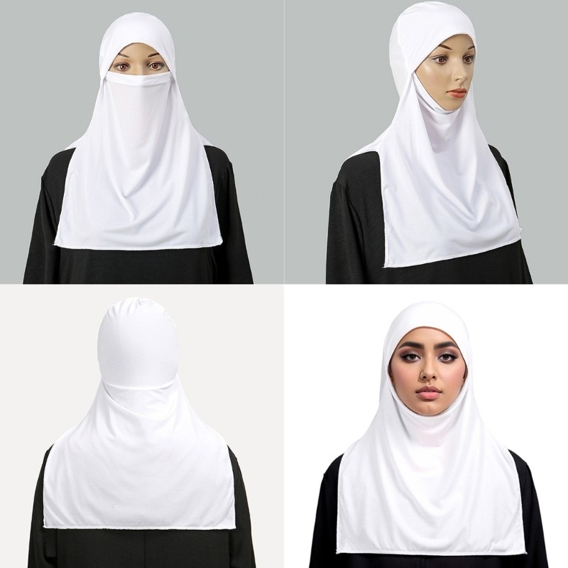 Voonne แฟชั่น Headscarf สําหรับผู้หญิงมุสลิม Face ครอบคลุม Veils Turban ยาว Hijabs Headwrap ครึ่งสําหรับสวดมนต์