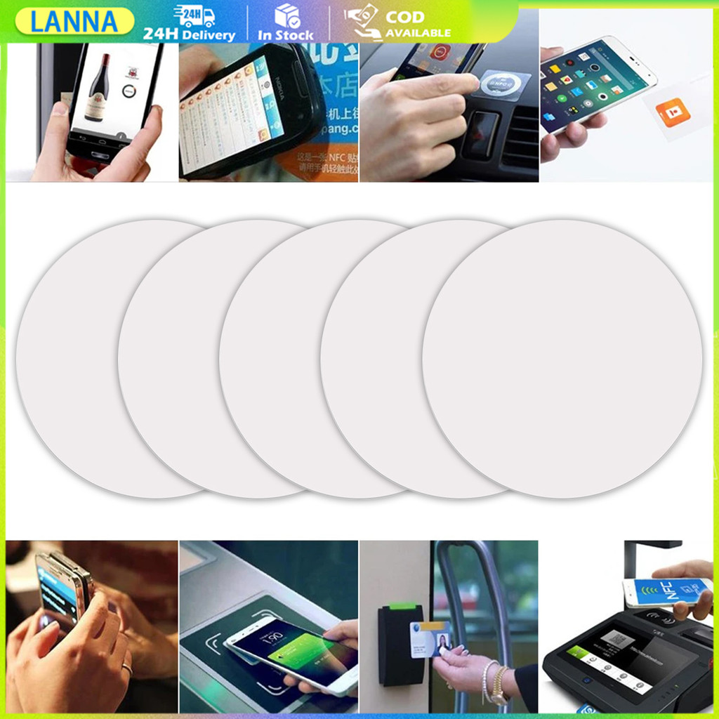 ร้านอยู่ที่ไทย NTAG215 NFC TAG STICKER การ์ด 5ชิ้น สติกเกอร์ วงกลม ทำนามบัตรอิเล็กทรอนิคได้