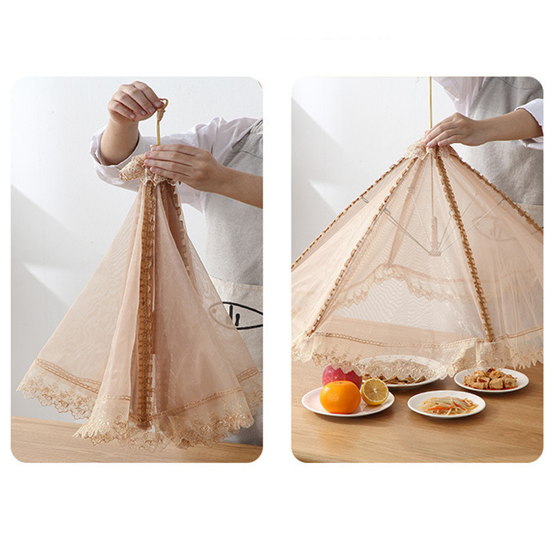 70-80 cm มุ้งครอบอาหาร ฝาครอบอาหาร ป้องกันฝุ่น กันแมลง สีโปร่งใส พับเก็บได้ - รูปที่ 3