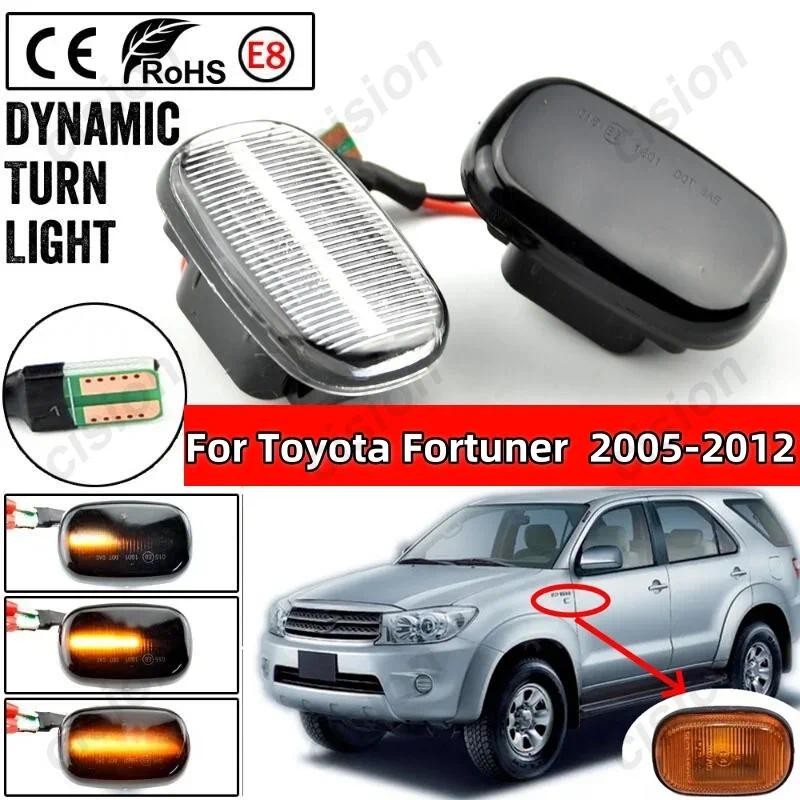 2pcs แบบไดนามิก LED Blinker ด้านข้างไฟเลี้ยวไฟสัญญาณสําหรับ Toyota Fortuner 2005 - 2012 GGN50 GGN60 KUN50 KUN51 KUN60 KUN61 TGN51 TGN61