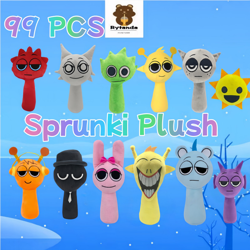 Sprunki Plush ของเล่น Sprunki Incredibox Plushie ตุ๊กตา Sprunki Venda สีเทา Oren Brud Tunner Bot ตุ๊กตาของเล่นเกมอุปกรณ์ต่อพ่วงตุ๊กตาตกแต่งบ้านนุ่มของเล่นเด็กวันเกิดคริสต์มาสของขวัญ