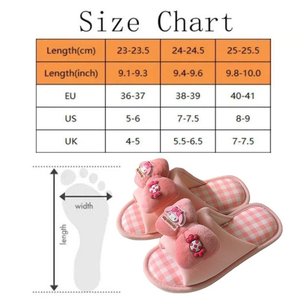 Luxeliving รองเท้าแตะ Cinnamoroll, Kitty Cat ผ้าฝ้ายและผ้าลินิน My Melody One-line รองเท้าแตะ, แฟชั่น Plush Soft Non-Slip Bow Kuromi สไลด์ผู้หญิง