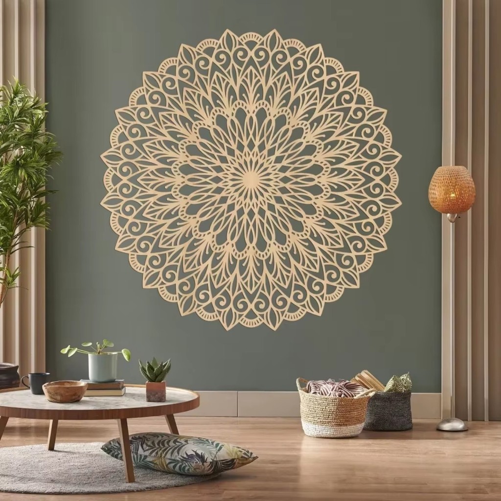 โลหะหรูหรา Mandala Wall Art 1 PC ดอกไม้ตกแต่งภายในแผงผนังโลหะ Mandala สําหรับห้องนั่งเล่นและพื้นที่บ้านมีสไตล์