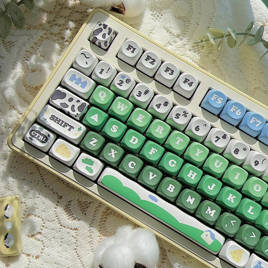 Dairy Farm Keycap MOA Profile DYE-SUB PBT วัสดุสีเขียวน่ารัก Simple Compatible MX Mechanical Keyboard 60/66/87/96/108<p>“><center><h4></h4><p><p><font color=