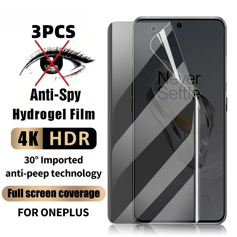 3pcs HD Anti Spy Privacy Hydrogel ฟิล์มสําหรับ OnePlus 13R 13 12 11R 11 10T 10R 10 9RT 9R 9 8T 8 7T 