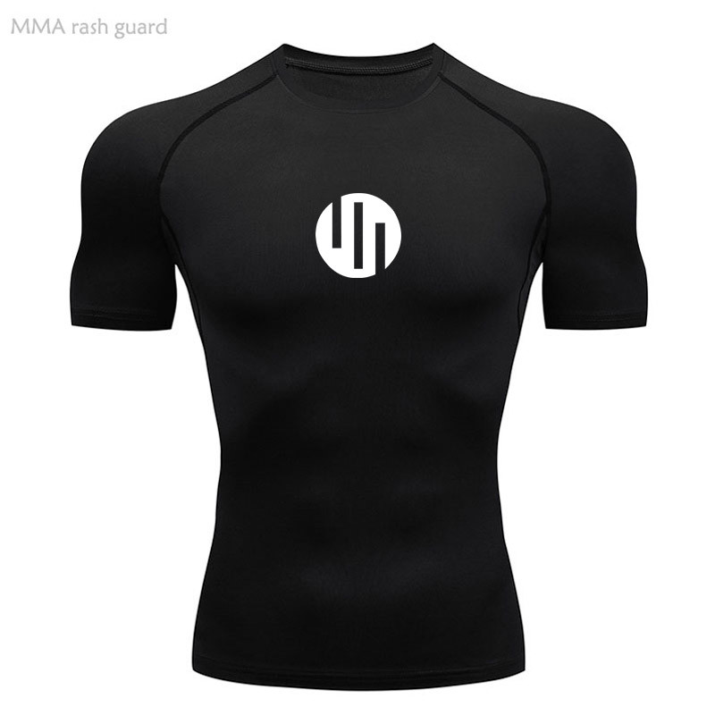 Conquest Viltrumite เสื้อรัดกล้ามเนื้อแขนสั้น Quick Dry Warm Mens Gym Running เสื้อยืดสีขาวสีดํา
