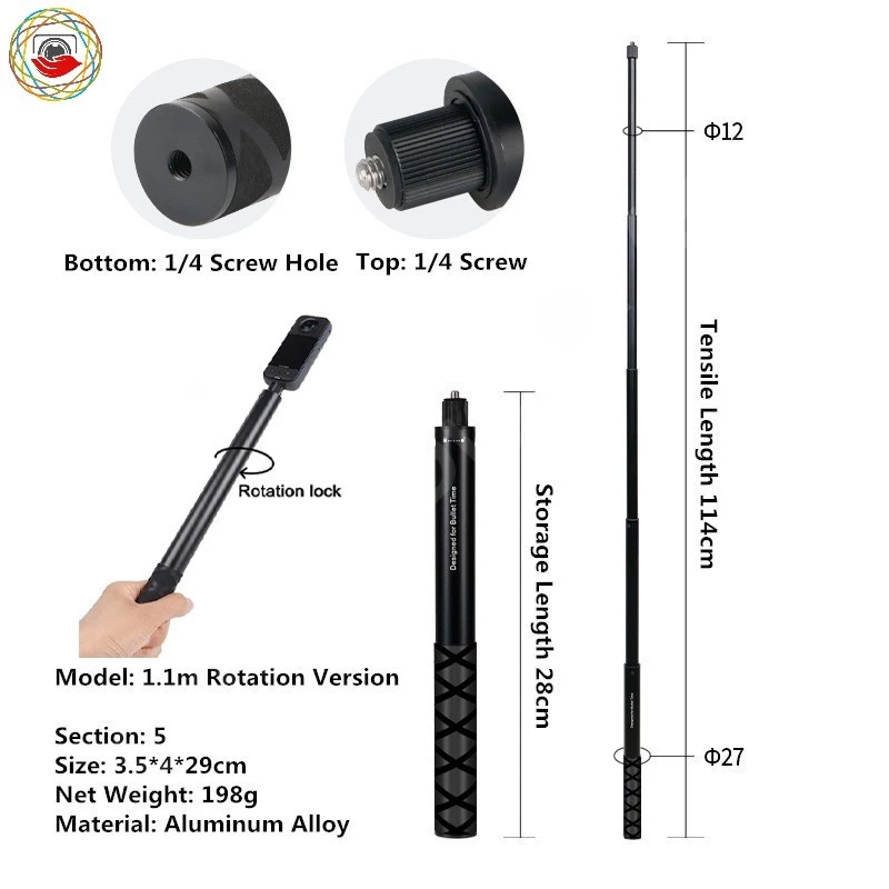 สําหรับ Insta360 X4 X3 รถจักรยานยนต์ Selfie Stick Handlebar mount สําหรับ DJI Action 5 4/Gopro 13 12 thumbnail 3