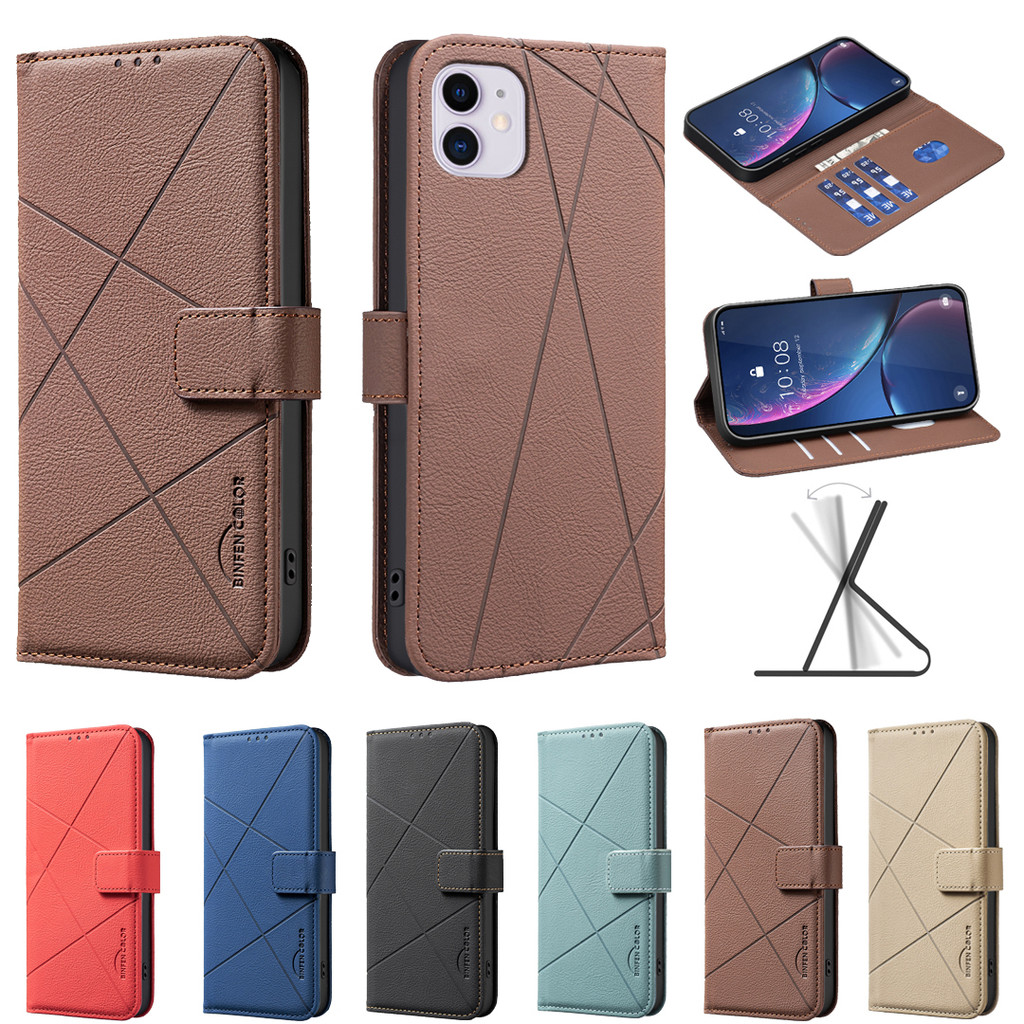 ปลอกสําหรับiphone 12 11 Pro XS Max XR SE 2022/2020 8 7 6 6S Plus Lineลิ้นจี่รูปแบบกระเป๋าสตางค์หนังพลิกกรณีผู้ถือบัตรฝาครอบ