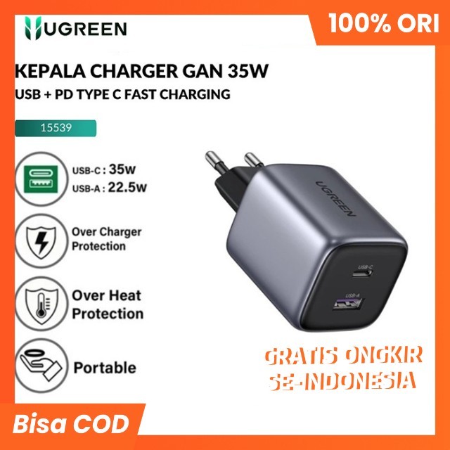 Ugreen หัวชาร์จ Nexode Gan Type-C+Usb-A 35W สีเทา 15539 ของแท้