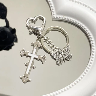 แฟชั่น Y2K Vintage Cross ผีเสื้อโทรศัพท์ Charms KeyChains งานฝีมือกระเป๋าจี้รถของขวัญเครื่องประดับอุปกรณ์เสริม