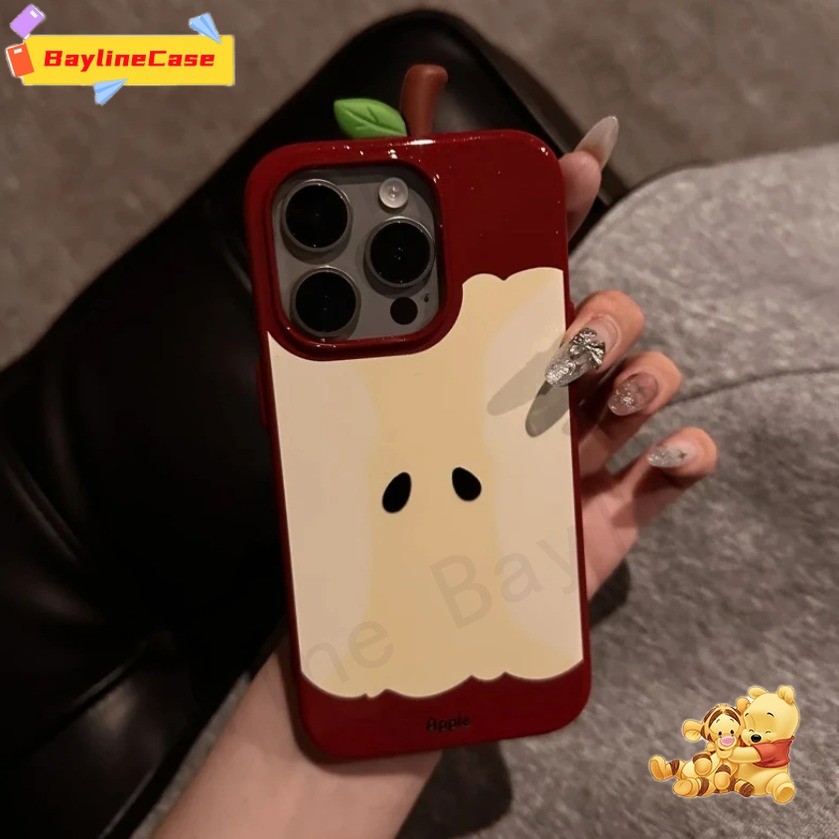 Insแฟชั่น3Dสีแดงสีเขียวผลไม้Core Brightขนาดใหญ่รูเคสโทรศัพท์เข้ากันได้กับiPhone 16 15 14 13 12 11 Pr
