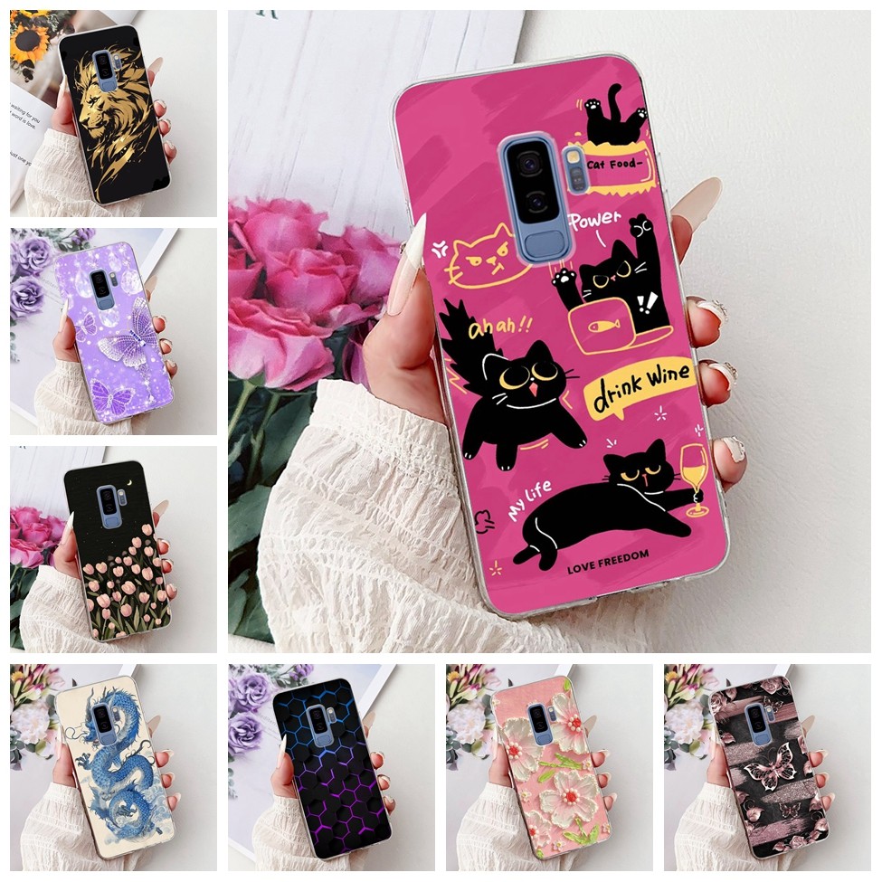 SAMSUNG สําหรับSamsung S9Plus G965F G9650 ฝาหลังสําหรับSamsung S9 Plusแฟชั่นผีเสื้อดอกไม้น่ารักการ์ต