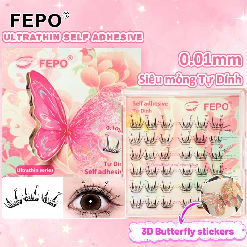 FEPO ใหม่บาง Slice กาวฟรีขนตาปลอมน่ารักผีเสื้อ Star ธรรมชาติ Flirty น้ําหนักเบานํากลับมาใช้ใหม่ขนตาป