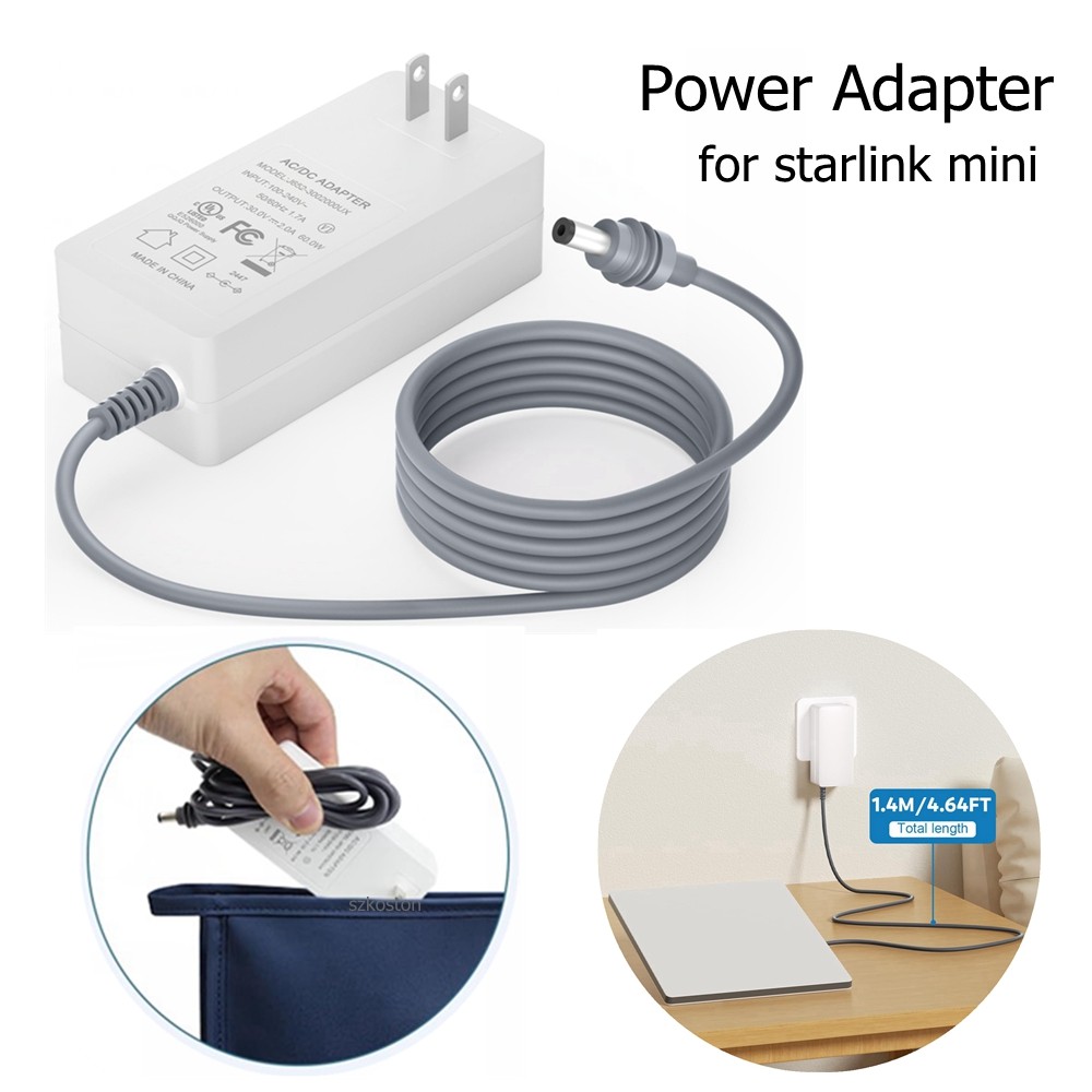 สําหรับ Starlink Mini Power Supply อะแดปเตอร์ 4.6FT สายไฟ 30V 2A 60W สายไฟ Fast Charger สําหรับ Starlink Mini อุปกรณ์เสริมสําหรับ Starlink Mini จานดาวเทียม