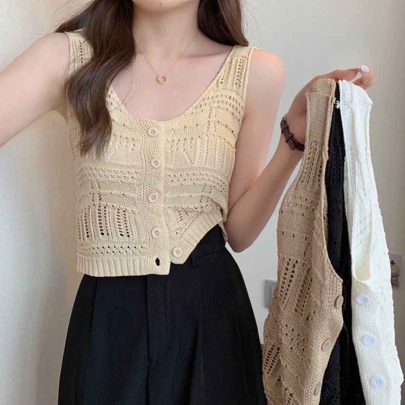 PX เสื้อถักไหมพรม เสื้อกล้ามคาร์ดิแกน รอบอก 28-38 นิ้ว ผ้านิ่มใส่สบาย ใส่เที่ยวทะเล เหมาะกับอากาศร้อน