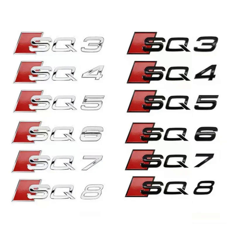 1Pc Audi SQ3 SQ4 SQ5 SQ6 SQ7 SQ Car Sticker Emblem Modified Displacement Rear Tail Label Electroplat