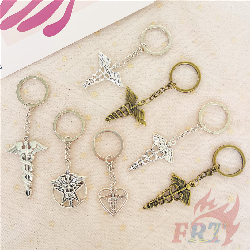 ✪  สัญลักษณ์ทางการแพทย์ . พวงกุญแจ Caduceus / Kerykeion ✪ 1ชิ้นแฟชั่นโลหะแหวนกุญแจจี้กระเป๋าอุปกรณ์เสริมของขวัญ