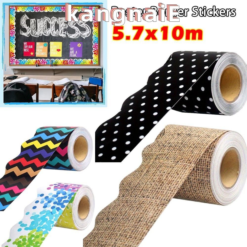 KANGNAI สติกเกอร์ขอบโปสเตอร์, กระดาษขอบหยักสีกันน้ํา, ตกแต่งผนัง DIY สําหรับห้องเรียน Bulletin Board Home Party