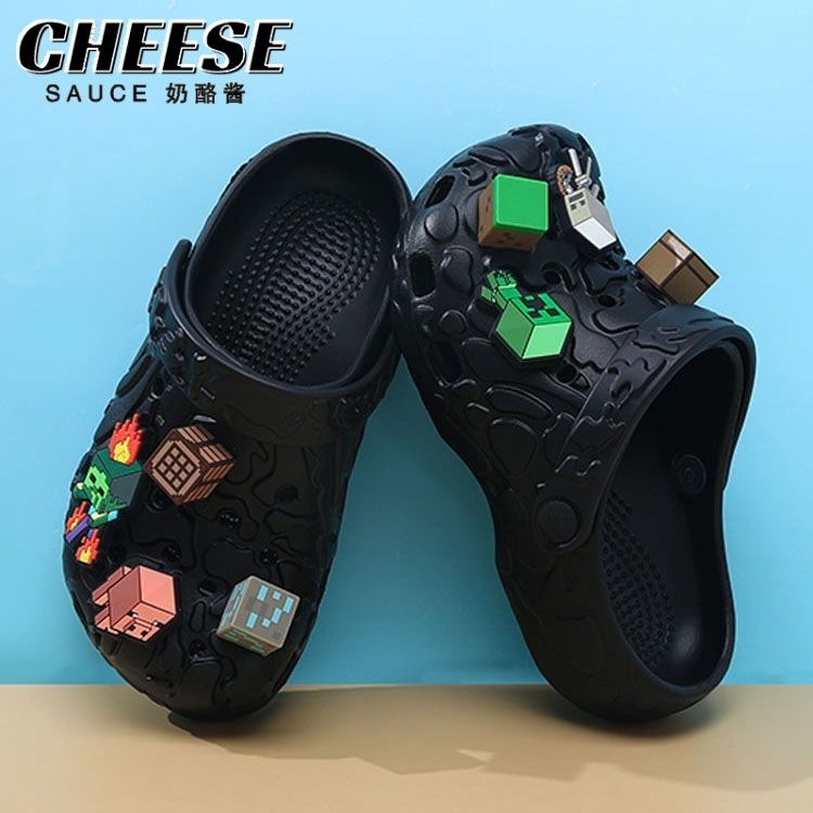 รองเท้าแตะเด็ก Crocs สำหรับเด็กผู้ชาย Minecraft ฤดูร้อน 2025 ใหม่ ชายหาด รองเท้าแตะเด็กใหญ่ ทนกลิ่น