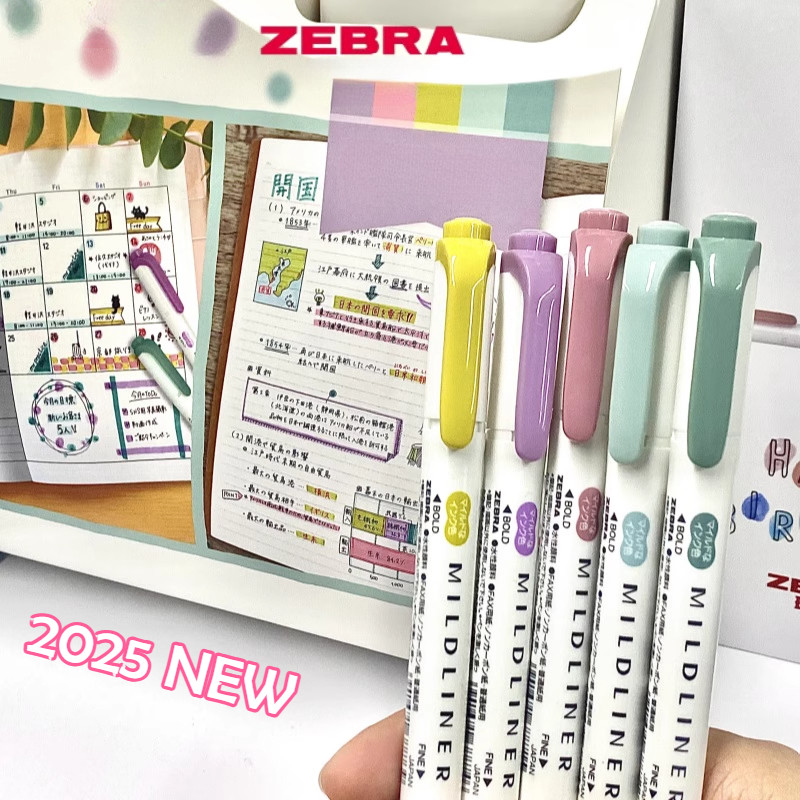 2025 ญี่ปุ่น Zebra Smoky สี WKT7 ปากกาเรืองแสงสองหัวชุดปากกาโน๊ตบุ๊คนักเรียน