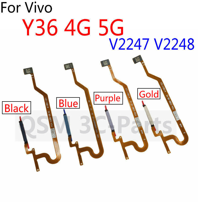 นิ้วพิมพ์เซ็นเซอร์ลายนิ้วมือ Flex สําหรับ Vivo Y36 4G 5G V2247 V2248 สวิทช์เปิดปิดปุ่ม Flex