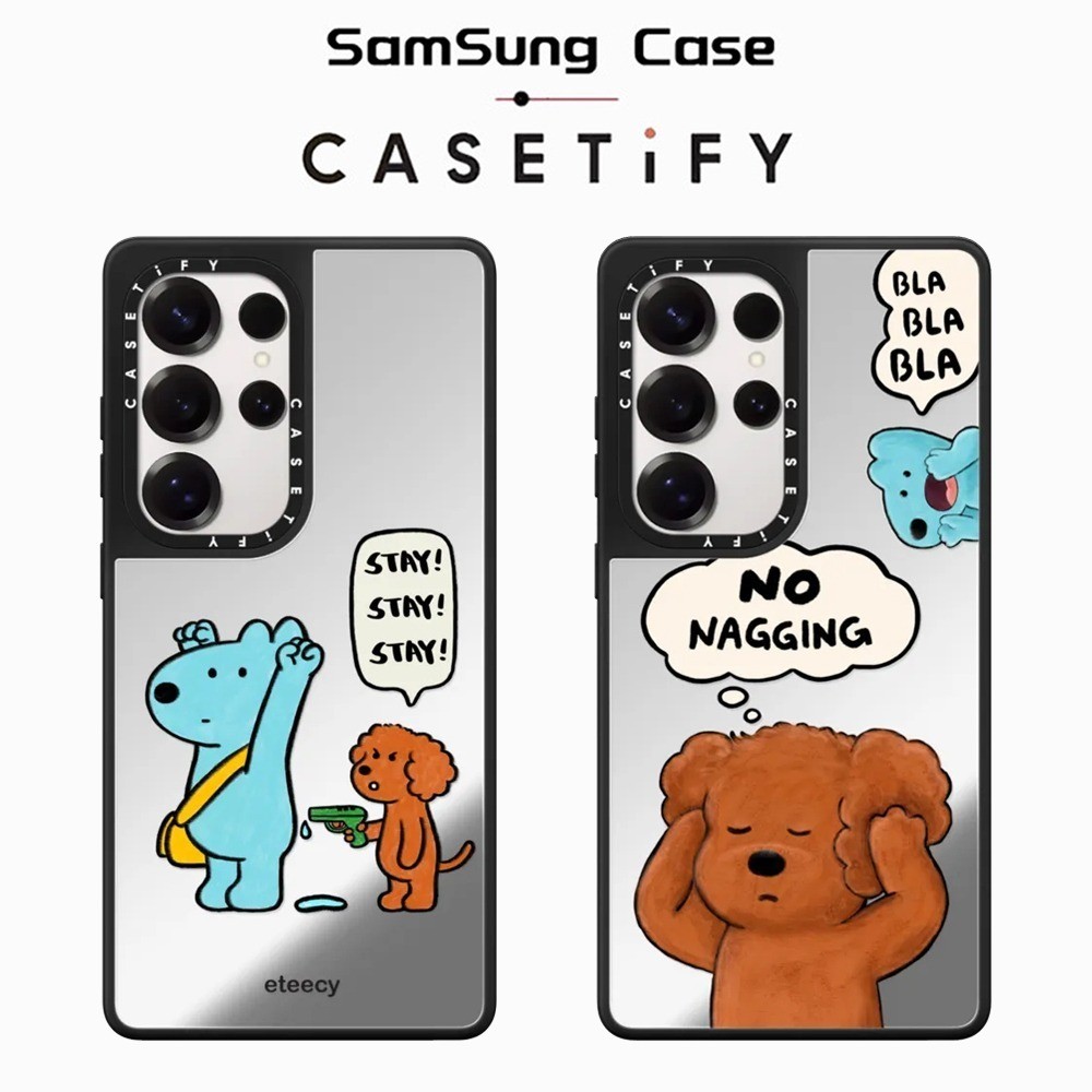 บล็อกหูของคุณ Teddy Mirror Case สําหรับ Samsung S25 UItra S24 23 UItra กันกระแทกป้องกัน Hard Casing