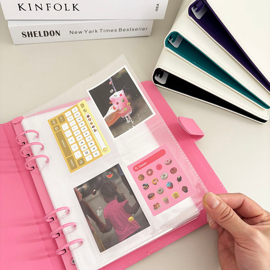 A5 Super Wide Binder Collect Book, Macaron A5 Cover, 1/2/4 Gird Refill Sleeves, DIY Junk Journal Not