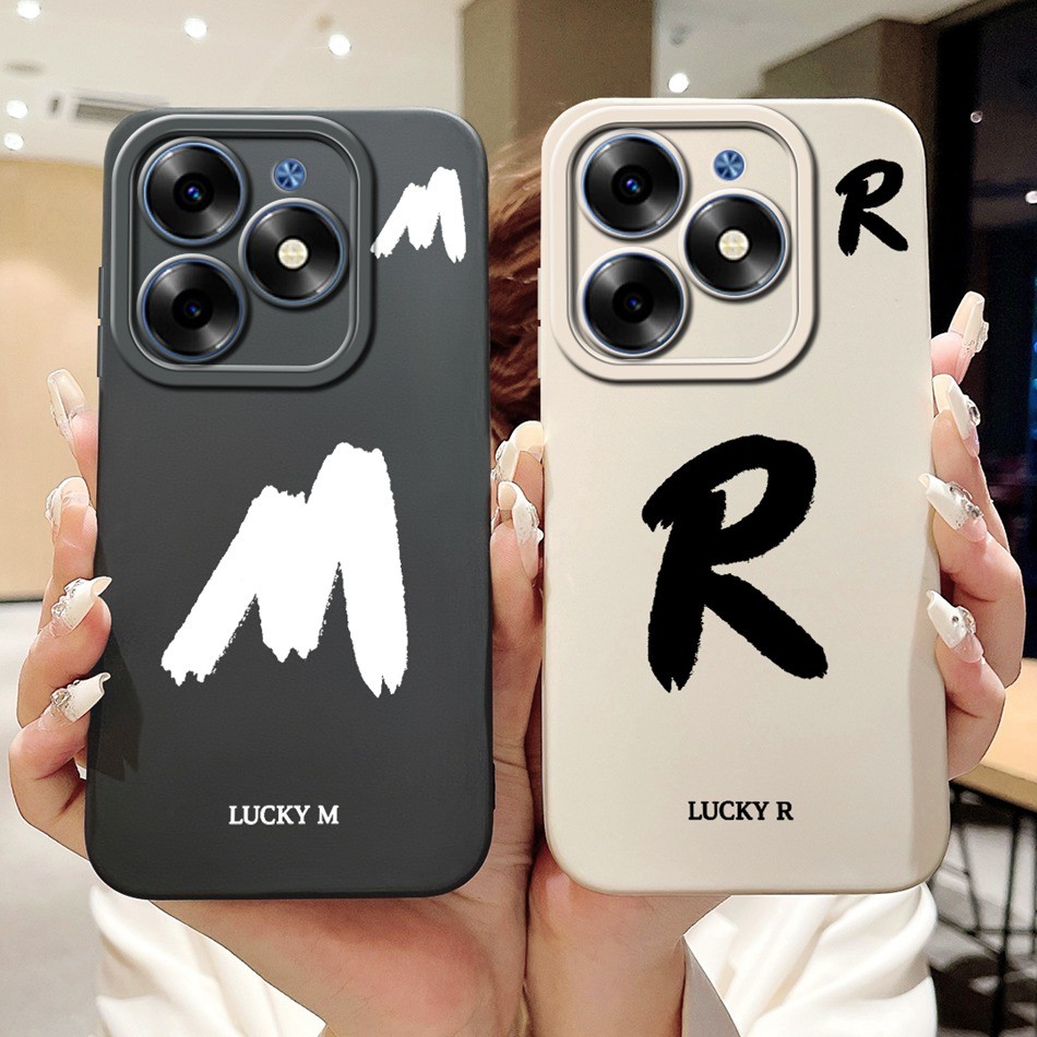 สําหรับ Tecno Spark Go 2024 BG6 Lucky จดหมายเริ่มต้นเคสโทรศัพท์ Tecno Spark Go (2024) เลนส์ป้องกันกร