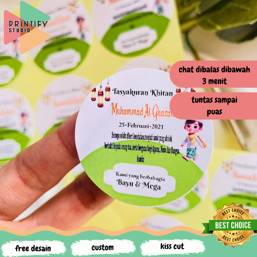 Printify สติ๊กเกอร์ฉลาก CHROMO 2-6 ชิ้นสําหรับ CIRCUMCISION TASYAKURAN ขอบคุณ