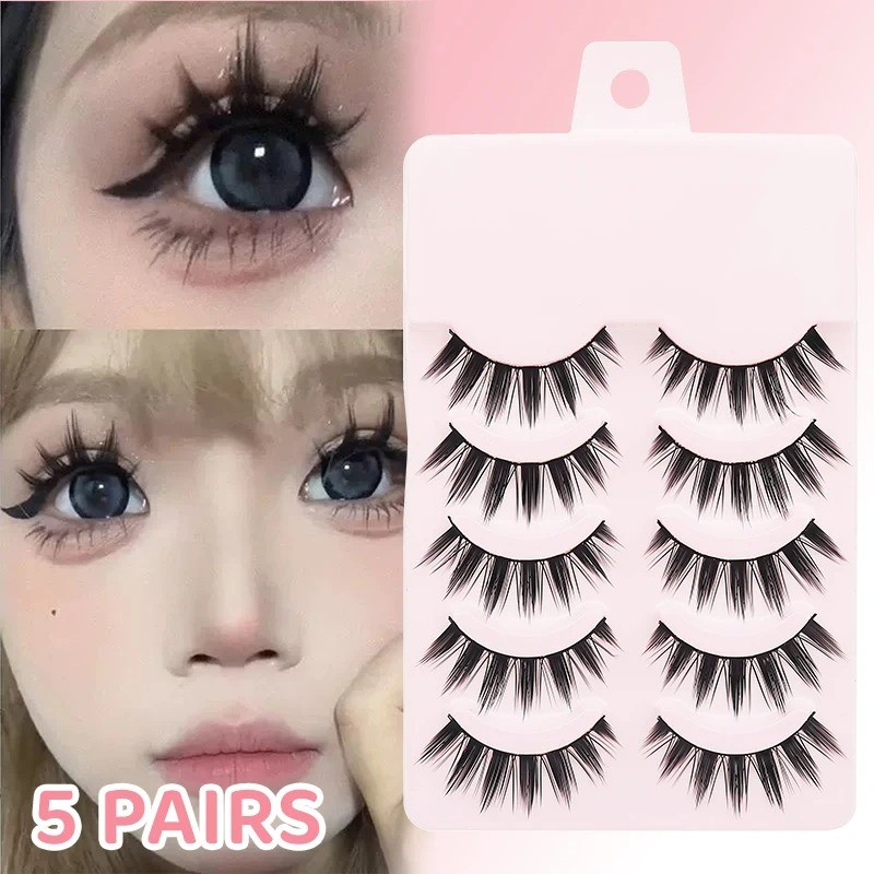 5 คู่มังงะ Lashes Eyes Lashes นุ่มธรรมชาติขนตายาวปลอม Lashes อะนิเมะ Wispy Strip แต่งหน้า
