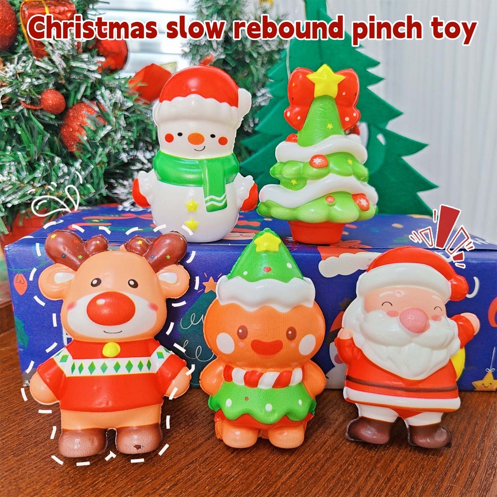 Christmas Themed Slow Rebound Squeeze Toy - Soft EVA Fidget Toy สําหรับเด็กและผู้ใหญ่ - Santa Claus Xmas Tree Elk Design