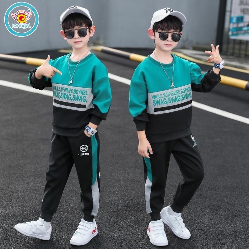 IQ Angle ชุดสูทเด็กผู้ชาย แขนยาวและกางเกงขายาว สไตล์เกาหลี ฤดูใบไม้ผลิและฤดูใบไม้ร่วง กีฬาลําลอง