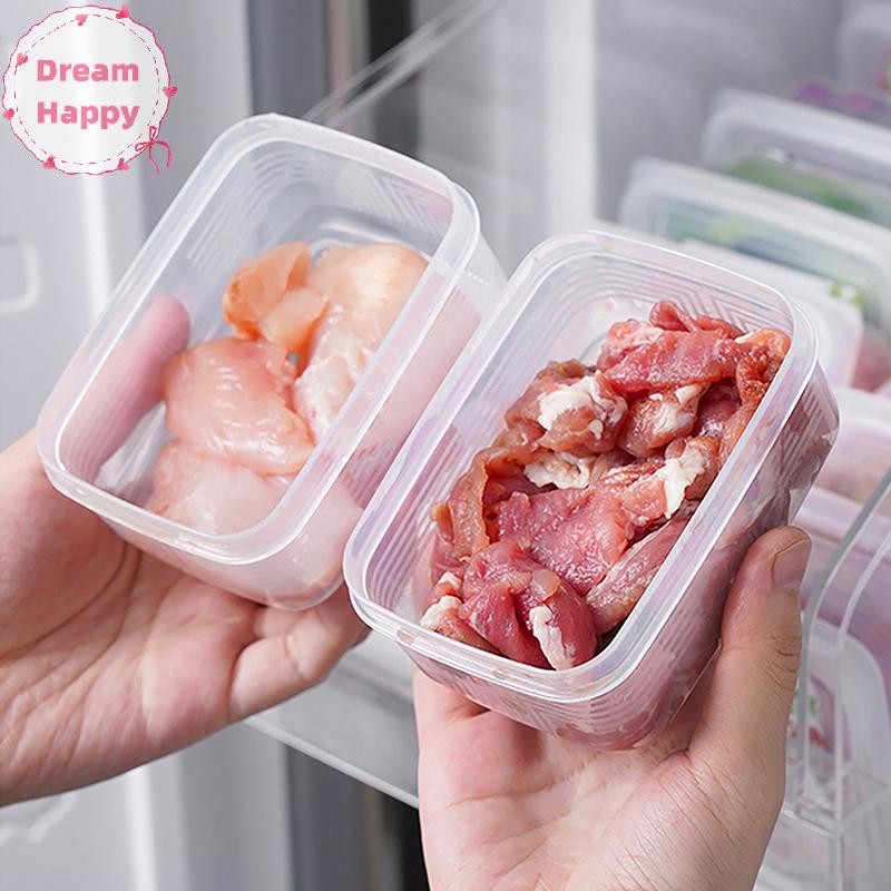 Dreamhappy แช่แข็งกล่องเก็บเนื้อตู้เย็นแบบพกพาผักผลไม้สด-เก็บ Organizer กล่องโปร่งใสชีสคอนเทนเนอร์ห้องครัว TH