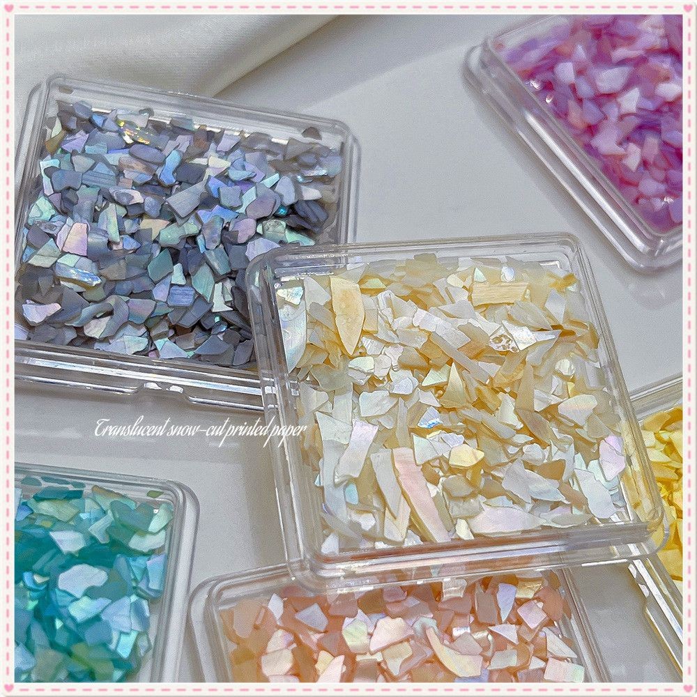 เครื่องประดับเปลือกหอยบางเฉียบแบบแยกชิ้นสำหรับตกแต่งเล็บ สีเมจิกไม่สม่ำเสมอ หอยเป๋าฮื้อธรรมชาติ เลื่อม กลิตเตอร์ละเอียด อุปกรณ์ตกแต่งเล็บ สำหรับร้านทำเล็บ JOYFEEL