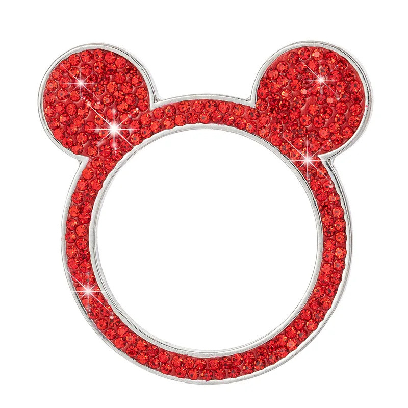 รถน่ารักหนึ่งคลิกปุ่มเริ่มต้นตกแต่งวงกลมสร้างสรรค์เพชรคริสตัลแหวนจุดระเบิดสติกเกอร์ฝาครอบป้องกันภายในรถ