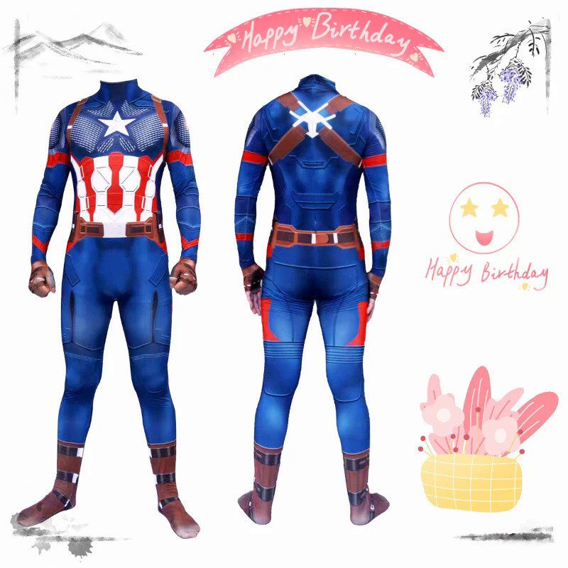 2024 New Avengers Captain America Cosplay Jumpsuit Cosplay Costume Superhero Adult Kids Halloween Ca