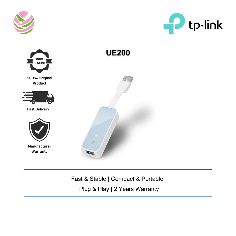 อะแดปเตอร์เครือข่ายอีเธอร์เน็ต TP-Link UE200 USB 2.0 ถึง 100Mbps