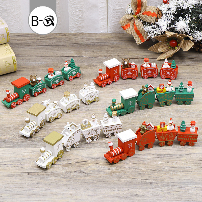 BHQ รถไฟไม้ รถไฟคริสต์มาส ของเล่น สําหรับตกแต่งปาร์ตี้คริสต์มาส