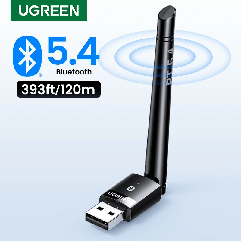 Ugreen อะแดปเตอร์ Usb Bluetooth5.4 120M Bluetooth5.4 Dongle สําหรับเครื่องส่งสัญญาณรับสัญญาณเมาส์ไร้สาย PC