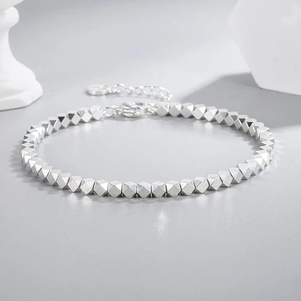 925 เงินสเตอร์ลิงเงาไม่สม่ําเสมอ Ball สร้อยข้อมือมือผู้หญิง Luxury Designer เครื่องประดับ