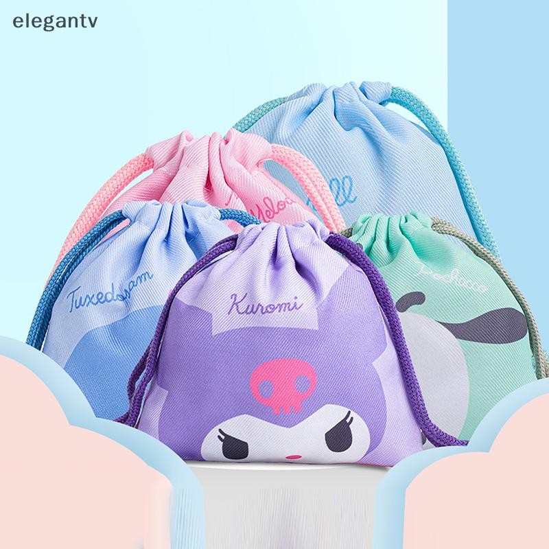Egn Sanrio Anime Bundle Pocket Kawaii HelloKitty Kuromi Cinnamoroll กระเป๋าเก็บการ์ตูนไม่ทอ Drawstring กระเป๋าเด็กของขวัญ N