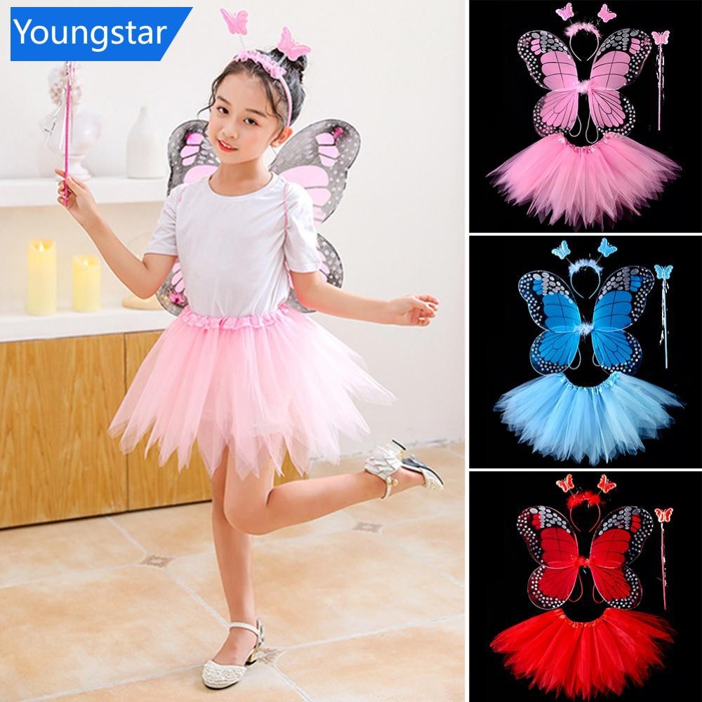 ใช่ 3/4ชิ้นเด็กปีกผีเสื้อชุดสาวผีเสื้อชุดคาดศีรษะคันฮาโลวีนพรรคเครื่องแต่งกายเด็กนางฟ้าอุปกรณ์ประกอบฉากถ่ายภาพคริสต์มาสเสื้อผ้าอุปกรณ์ประกอบฉาก ยู9ย4