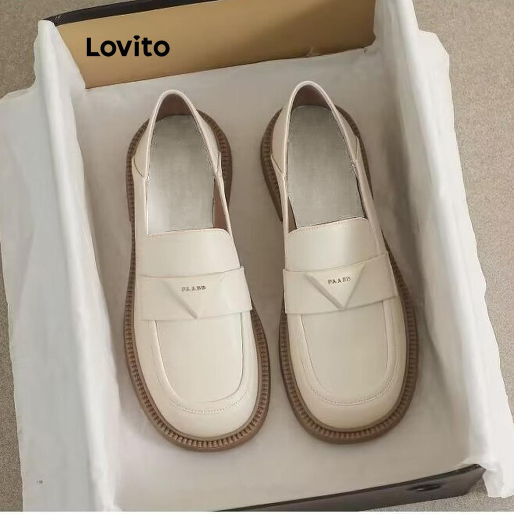 (Lovito Refine) รองเท้าโลฟเฟอร์โลหะธรรมดาสำหรับผู้หญิง LFA43411